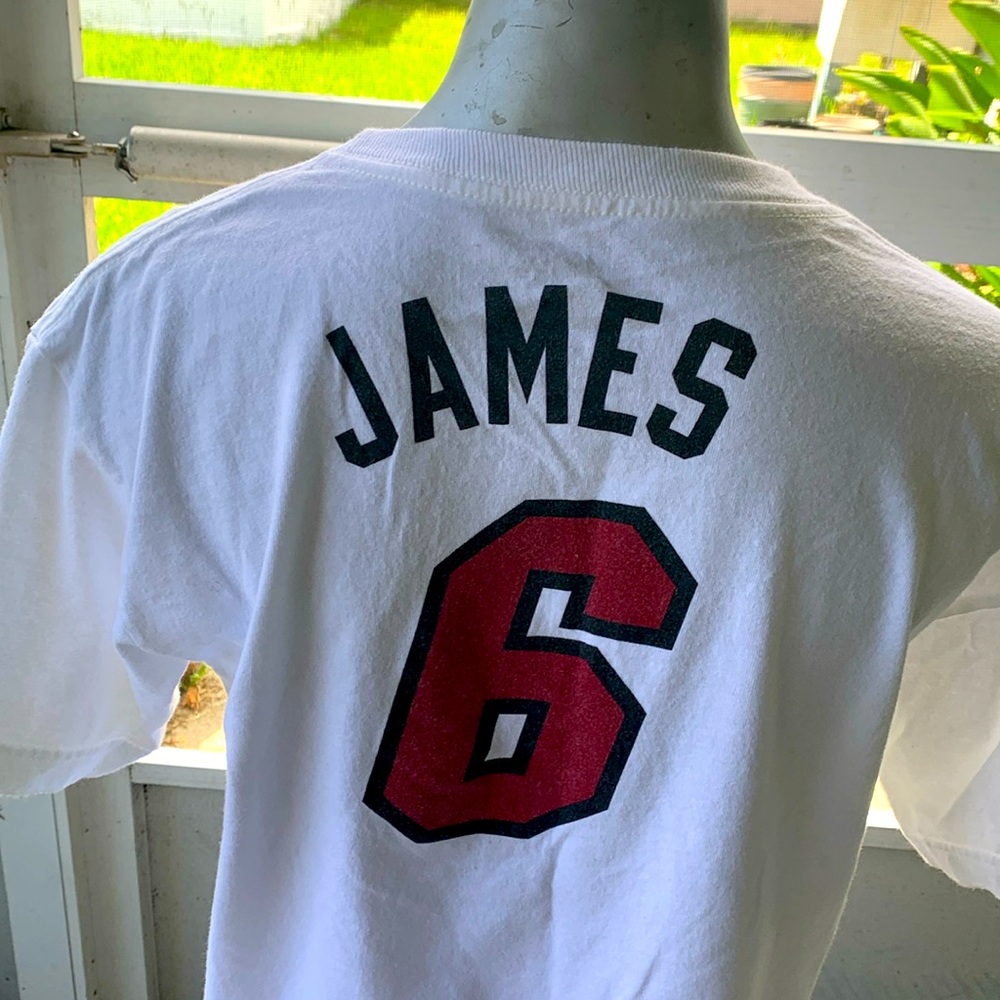 Miami Heat T-Shirt White NBA Basketball Adidas #6 LeBron James